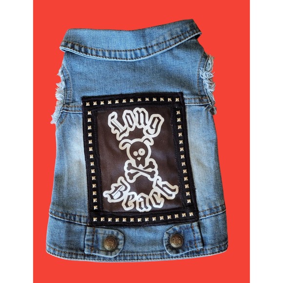 Rocker dog battle vest, custom denim, punk rock dog, Long Beach custom your city - Picture 2 of 2